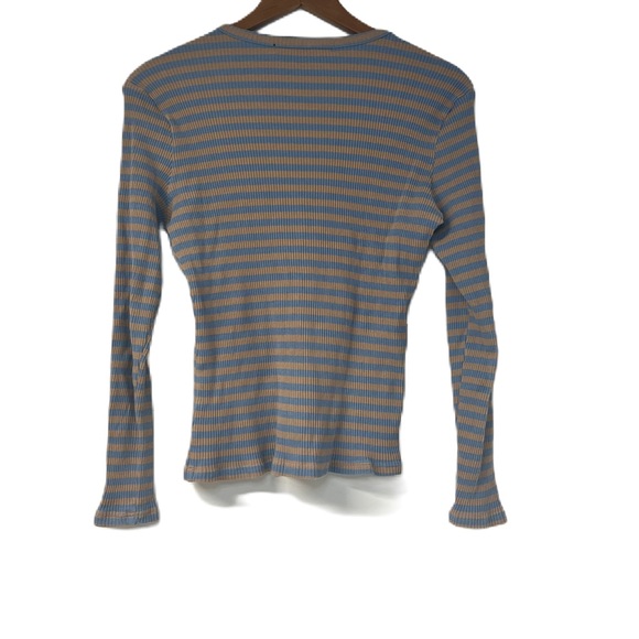 Acne Blue and Tan Striped Long Sleeve Tee - Picture 3 of 8